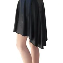 ; весна лето по колено скошенный сверху вниз, асимметричный черный Искусственная кожа плиссированная юбка плюс Размеры XSS-6XL Повседневная юбка