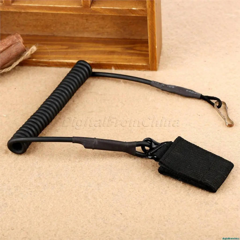 

Tactical Pistol Gun Spring Sling Hunting 54cm Elastic Coiled Spring Cord Secure Adjustable Pistol Handgun Lanyard Sling W/ Belt