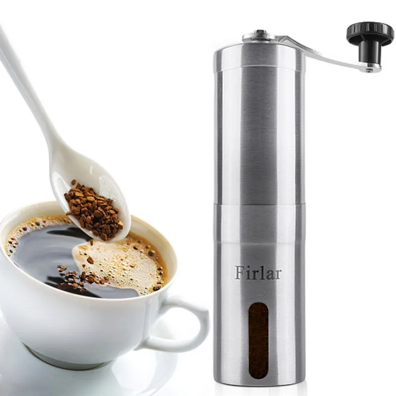 Manual Coffee Grinder with Adjustable Ceramic Burr Stainless Steel Body and Handle