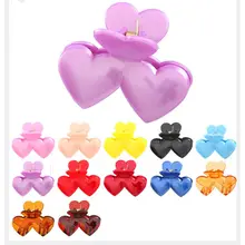 1 шт. пластиковые модные заколки с двойным сердечком Заколки Головные Уборы Женские аксессуары для волос для душа шпильки инструменты для ухода за красотой