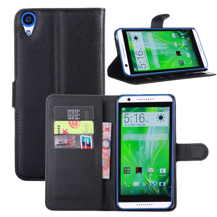 d820 for htc desire 820 case wallet card stent cases lichee pattern flip leather case protect cover black case for htc820