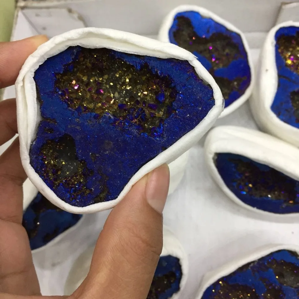 1 шт. Прямая поставка синий гальванический кристалл Druzy Gemstone Geode медитация Рейки