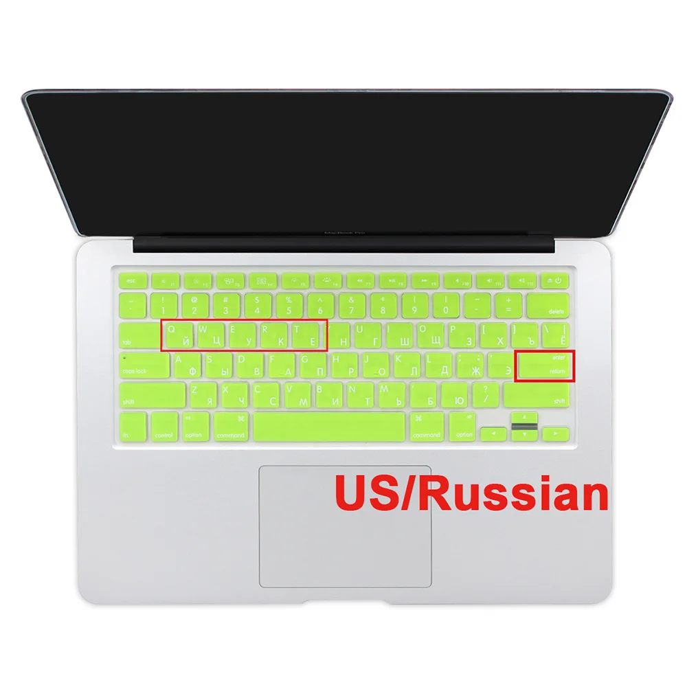 США введите русский алфавит силиконовый чехол для клавиатуры MacBook Air 13 Pro 13 15 17 дюймов retina A1466 A1502 A1398 - Цвет: neon yellow