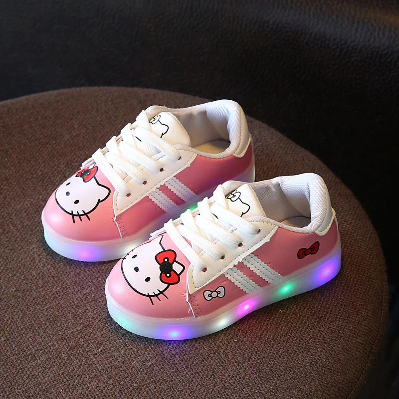 

New 2017 fashion LED lighted lovely sneakers kids cute girls boys shoes breathable high quality leather baby children shoes