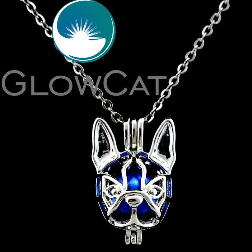

GLOWCAT K690 Silver Boston Terrier Puppy Beads Cage Essential Oil Diffuser Aromatherapy Pearl Cage Locket Necklace Kid Girl Gift