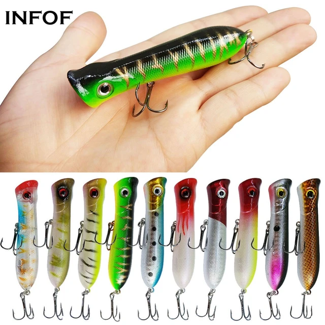 Infof 10-pieces Popper Fishing Lure Topwater 8cm/11.5g Floating