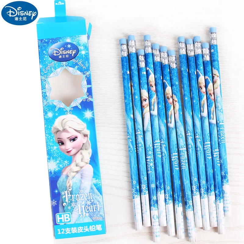 Ледяной карандаш с ластиком Elsa Anna Disney школьные принадлежности 12 шт./набор|Простые