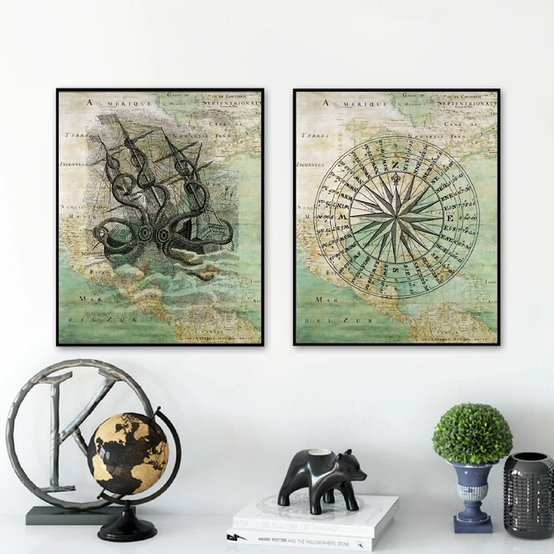 Map of North America Canvas Print Office Decor