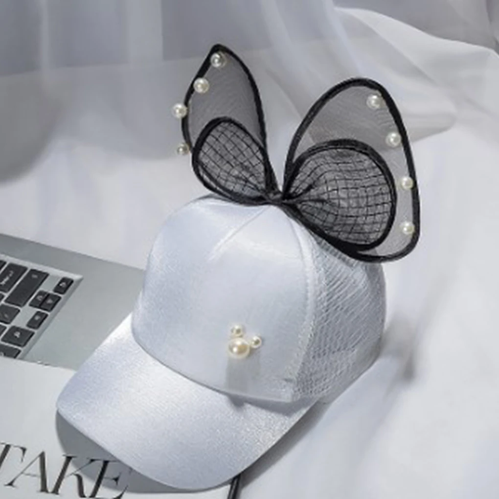 

Spring Summer Children Baseball Cap Girls Snapback Hip Hop Caps Rabbit Ear Pearl Big Bow Kids Sun Hat Sun Hat Boys Girls Caps