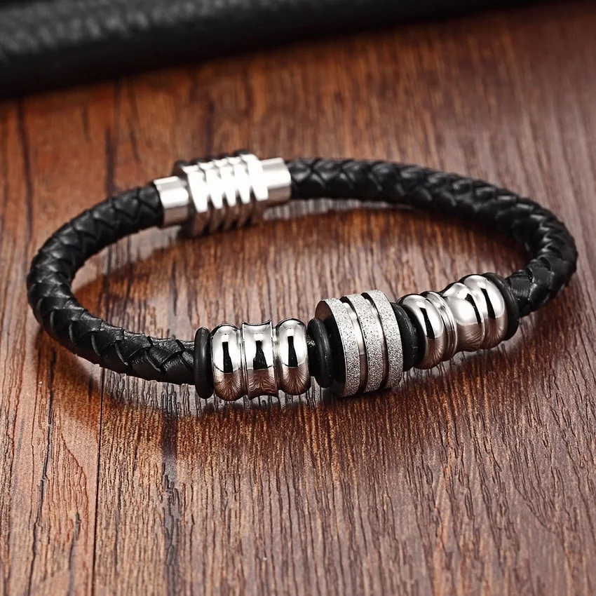 Браслеты из натуральной кожи нержавеющая сталь 19 см 21 см|bracelets for|leather bracelets for