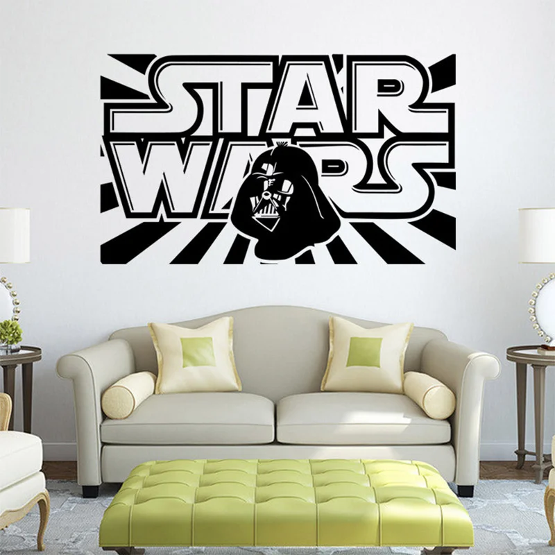 Star Wars Wall Decal with Darth Vader Vinyl Sticker Boys Bedroom Wall