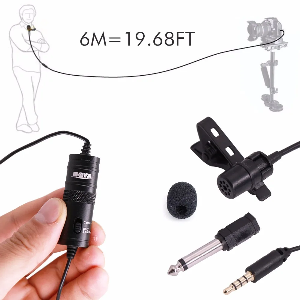 Ulanzi BOYA BY M1 Профессиональный петличный микрофон 6 м интервью Клип для iPhone 6S 5 samsung
