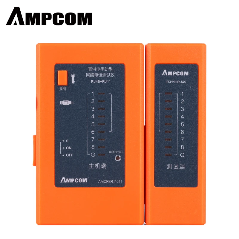 Ampcom ручная версия оранжевый сетевой кабель Тесты er детектор RJ45 RJ11 RJ12 Cat6 Cat5 Lan Ethernet кабель провод Тесты инструмент