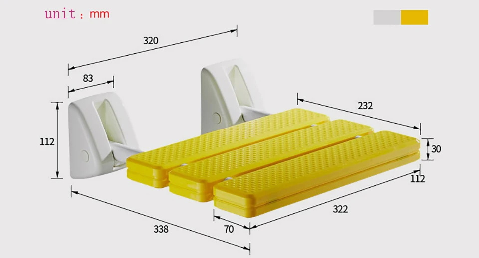 OKAROS Белый Желтый Складной настенный сиденье для душа скамейка сиденье для душа Ванная комната складной Туалет стул для душа TB001