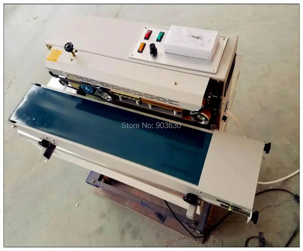 

wholesale 220V Continuous Plastic Bag Film Heat Band Sealing Machine FR-900,Steel Wheel Printing ,Sealing Width:6-12MM