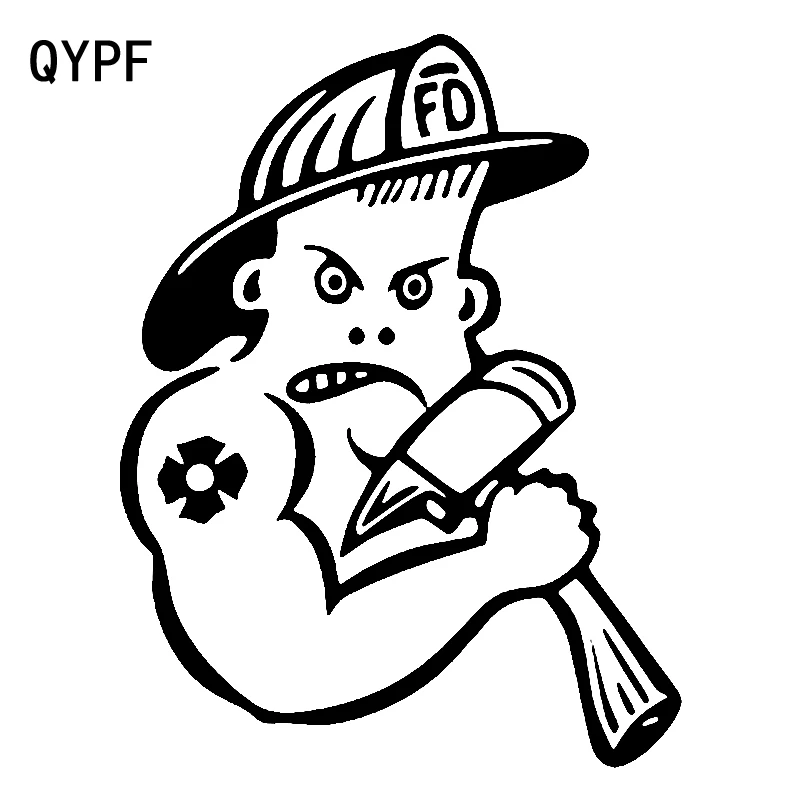 

QYPF 14.1cm*18.1cm Exquisite Cartoon Comic Characters Fireman Simple And Outstanding Car Sticker Vinyl Decal C18-0926