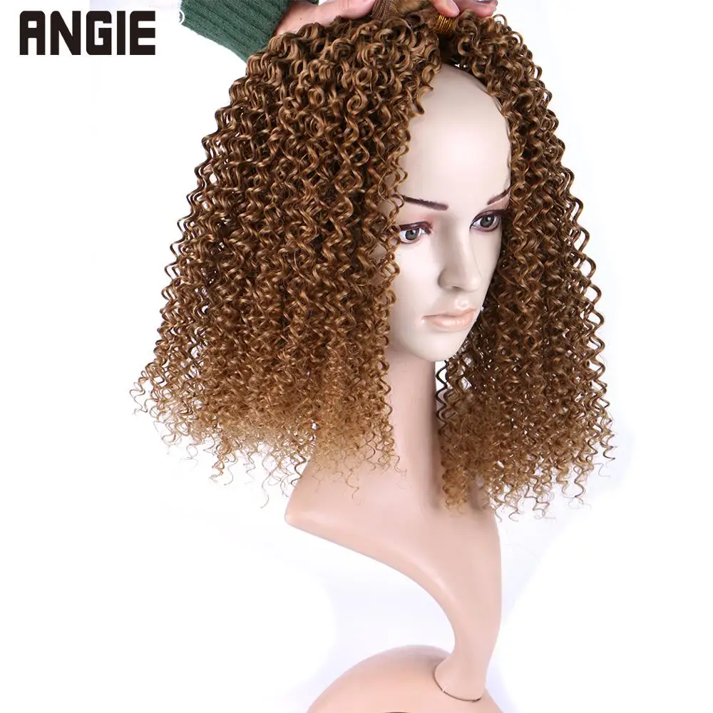 Kinky Curly синтетические волосы Weave Связки, 1"-30" 100 г синтетические волосы уток для женщин 1 пучки