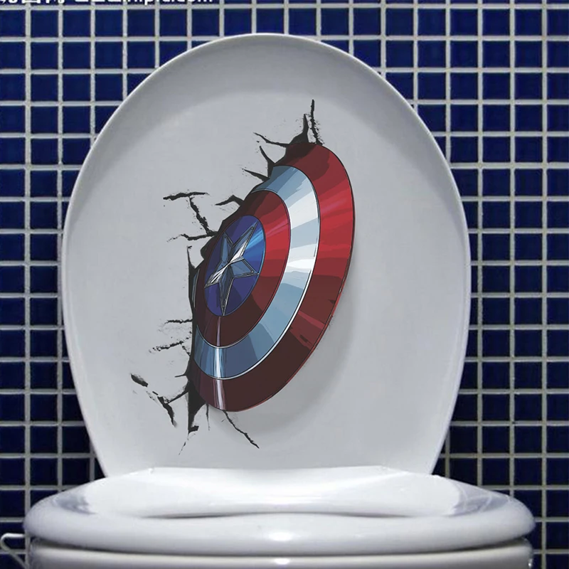 Disney Marvel Captain America Shield Wall Stickers For Kids  bedroom accessories Toilet Decal The Avengers Home Decor