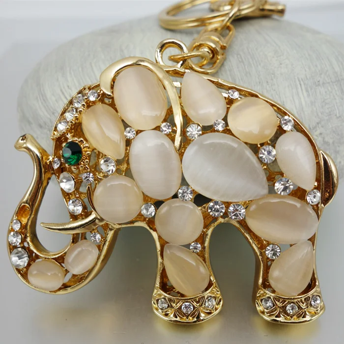 

Adojewello Jewelry Rhinestone Crystal Lovely Opal Elephant Keychain Keyring For Car Handbag Chram Key Holder Wholesale