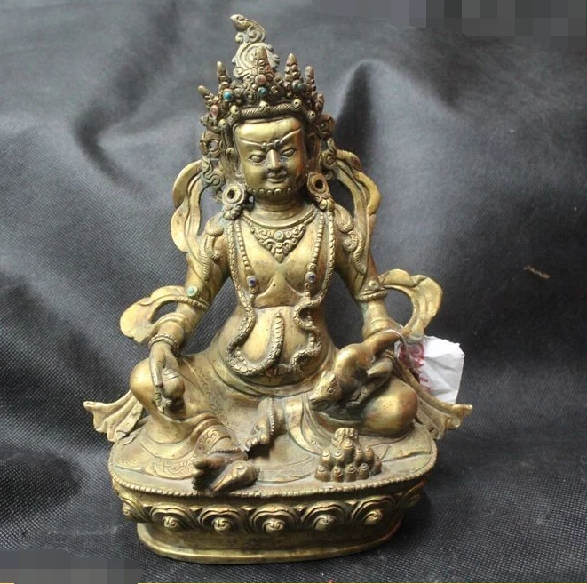 

R0720 Details about 9"Tibet Buddhism temple Bronze 24K Gold Money drawing Jambhala Buddha Statue