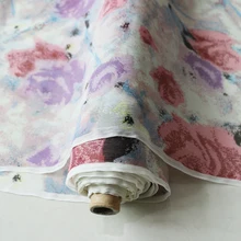 Painitng Цветочная шелковая ткань шифон креп Марля морщинка 100 см* 114 см