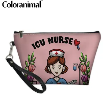 

Coloranimal ICU Nurse Printing Cosmetics Case Toiletry Case Leather PU Women Makeup Bag Kits Wash Toiletee Pouch Ladies Handbags