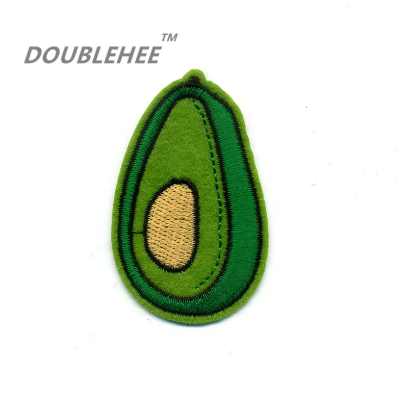 

DOUBLEHEE 3.7cm*6.2cm Embroidered Iron On Patches Lovely Green Fruit Avocado Design Embroidery DIY Shoes Bags Accessories