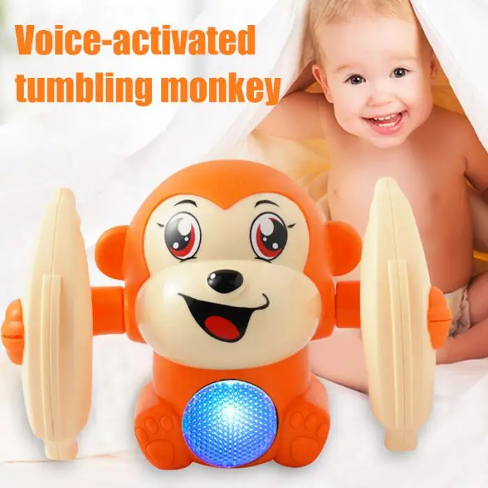 Детский голосовой контроль Роллинг маленькая обезьянка игрушка ходьба поет игра в мозги ползание электрические игрушки @ ZJF