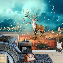 3D настенная муранская роспись в скандинавском стиле романтическая Ретро лося настенная Ткань Гостиная ТВ фон настенная бумага домашний декор Фреска