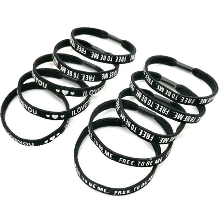 

20 pcs Cute Hair Tie For Girl Charms Elastic Hair Band Letter Print Rubber Band Gum Hair Accessories