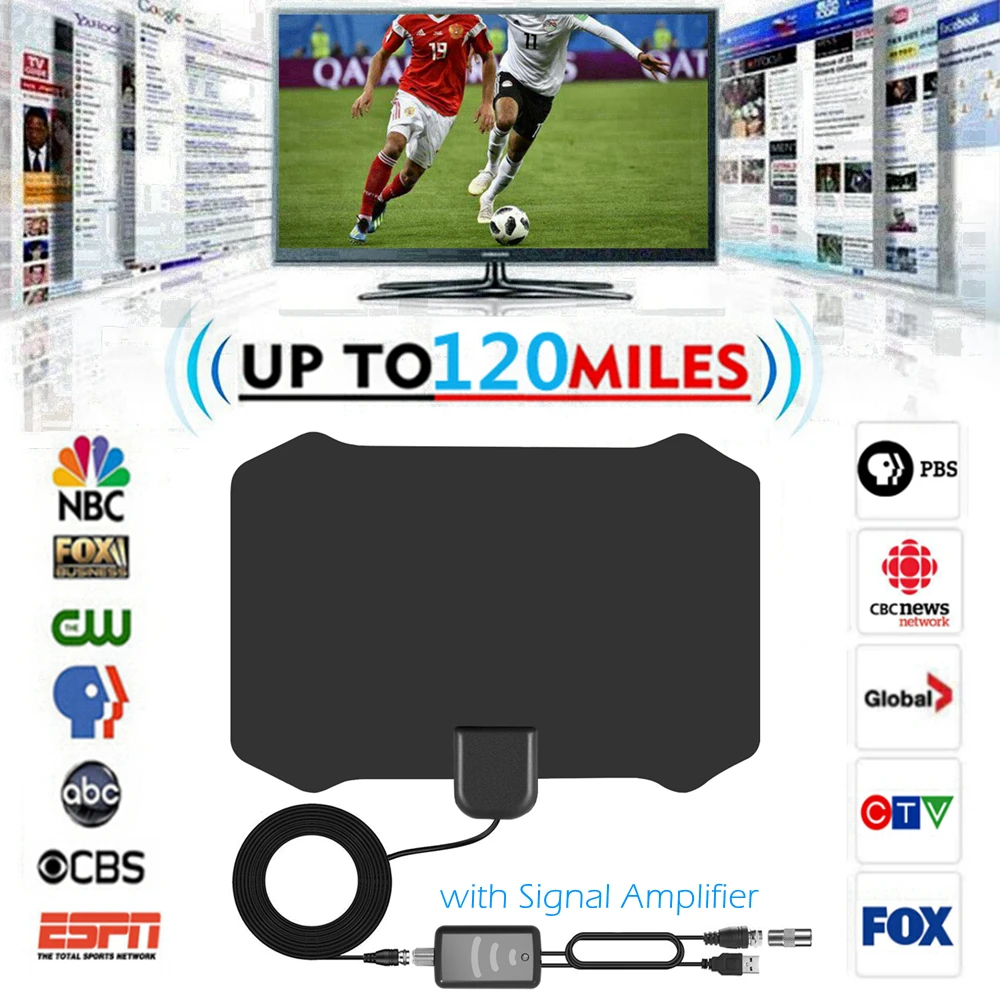 Внутренняя стандартная цифровая ТВ антенна + усилитель сигнала VHF UHF кабель TV Surf Fox