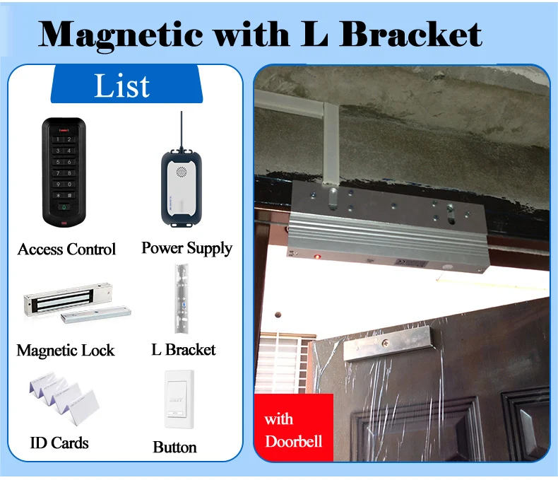 Беспроводной 2,4G wifi RFID система контроля доступа комплект дверной замок стеклянные ворота открывалка набор Магнитная ID карта Питание Кнопка устройство - Цвет: B08MagL