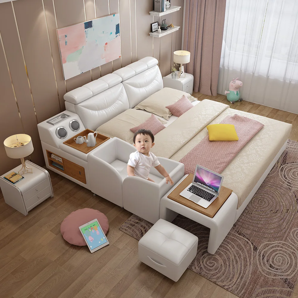 Easyliving домашняя многофункциональная кровать из натуральной кожи с детской