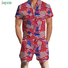 Jaycosin мужской летний комбинезон с принтом шорты мужской короткий рукав большой комбинезон с карманами модные тонкие брюки высокого качества