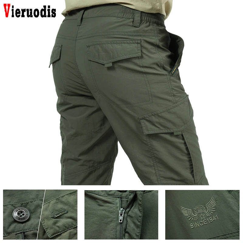 

Men Trousers Summer Quick Dry Casual Pants Army Waterproof Trousers Men's Tactical Cargo Pants Male lightweight Trousers