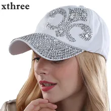 Xthree, модная кепка, кепки для мужчин и женщин, бейсболка, стразы, Джинсовая и хлопковая бейсболка
