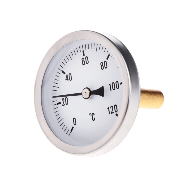 

63mm Dial Horizontal Thermometer Aluminum Liquid Water Temperature Gauge Meter 0-120C