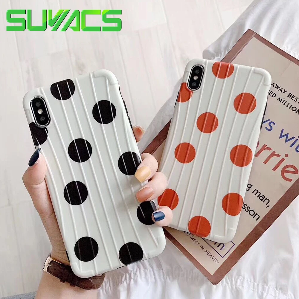 

SUYACS New Curve Suitcase Stripe Wave Point Case For iPhone XS MAX XR X 6 6S 7 8 Plus Glossy Cute Phone Back Cover Cases Coque
