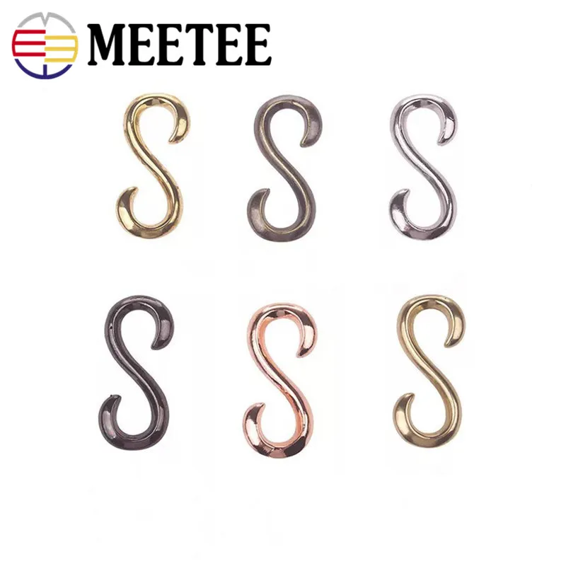 Meetee 10pcs S Buckle Solid Brass Bracelet Leather Rope Snap Hooks Connector DIY Carfts Accessories F1-43 | Дом и сад