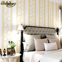 beibehang Simple European Style Vertical Nonwoven Wallpaper Bedroom Background Living Room TV 3D Thick