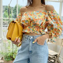 Summer Short Square Collar Floral Women Shirts Contraction Waist Elegant Temperament Blouses Female Clothes 2019 New Tops