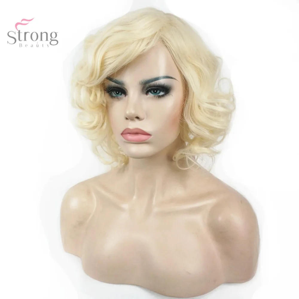 

StrongBeauty Women's Wig Blonde Short Curly Hair Synthetic Full Wigs