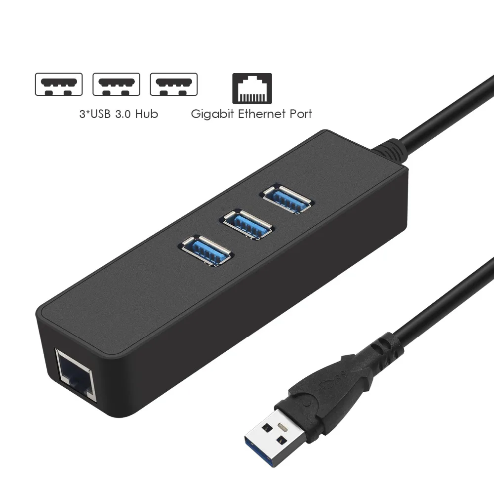 

USB 3.0 HUB USB rj45 Gigabit Ethernet Lan 10/100/1000 Mbps Network Card For Macbook LaptopUSB 3.0 Ethernet Adapter with 3 Ports