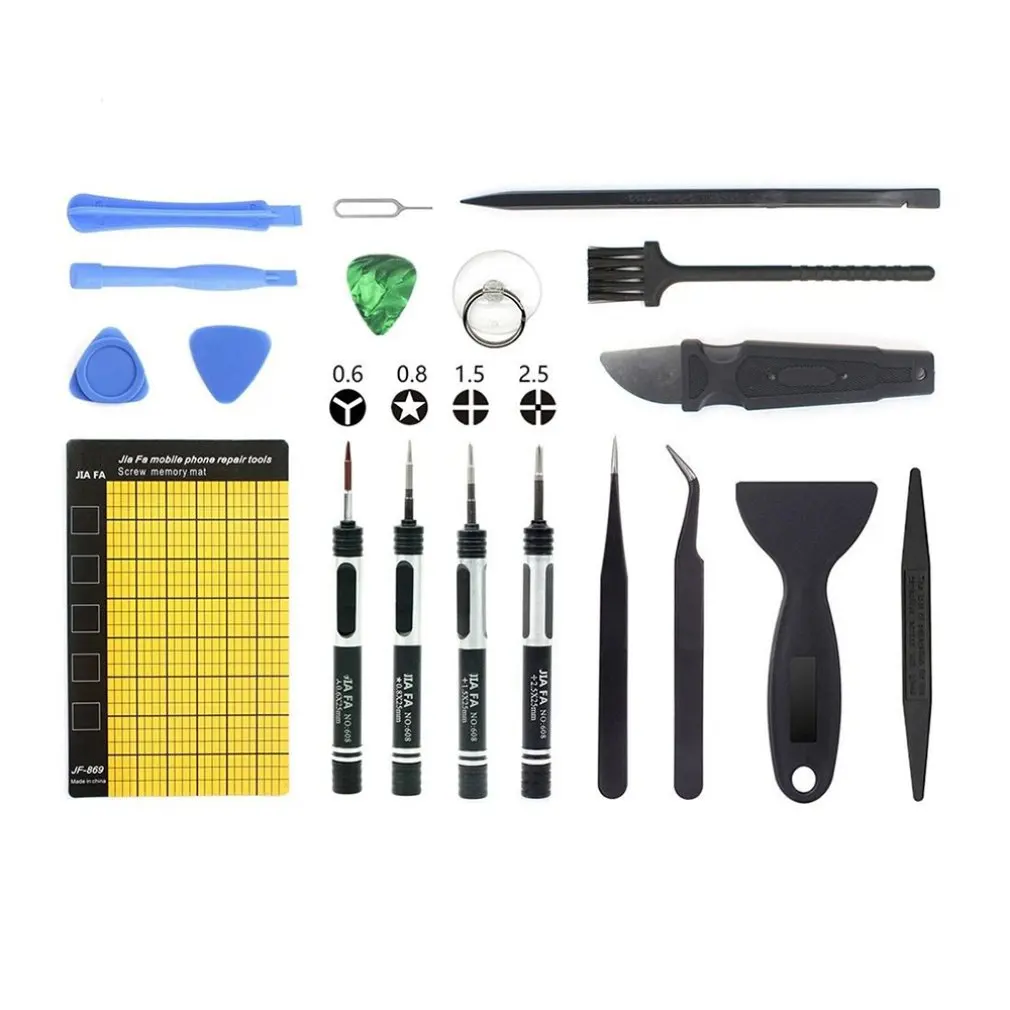 

JF-8128 19 in 1 Metal + Plastic Phone Repair Tool Set Cell Phone Repair Tool Kits for Phone Repair Tools