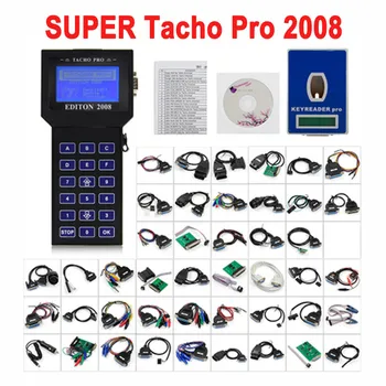 

Newest Tacho Pro 2008 Unlock Version Main Unit Mileage Adjuster Full Cable EEPROM Programming V2008 July Car Odmeter Reset Tool