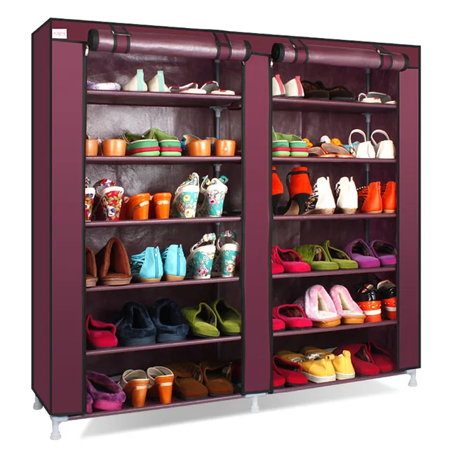 Special Price Double row 12 grid Shoe rack Wine Red Non-woven organizer storage cabinet Assembly shelf Shoe cabinet home living room Furniture Special Price Double row 12 grid Shoe rack Wine Red Non-woven organizer storage cabinet Assembly shelf Shoe cabinet home living room Furniture