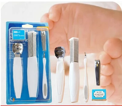 5 in 1 Pedicure Tools Foot Care Set Mixed implements with foot file, knife, nail clippers, blade and Hard Dead Skin Corns Removers