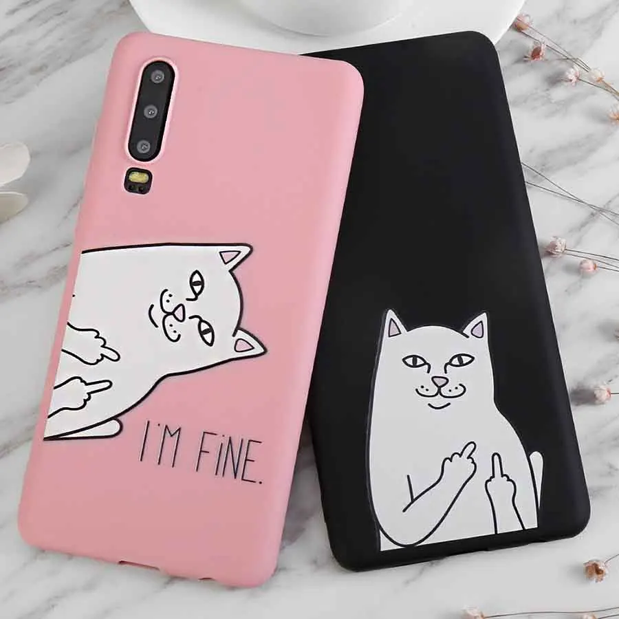 Cute Cartoon Cat Silicone Phone Case For Huawei Honor 9i Play 8X Max 7S Y5 Prime Y7 Pro 2018 Nova 3 3i Back Cover |