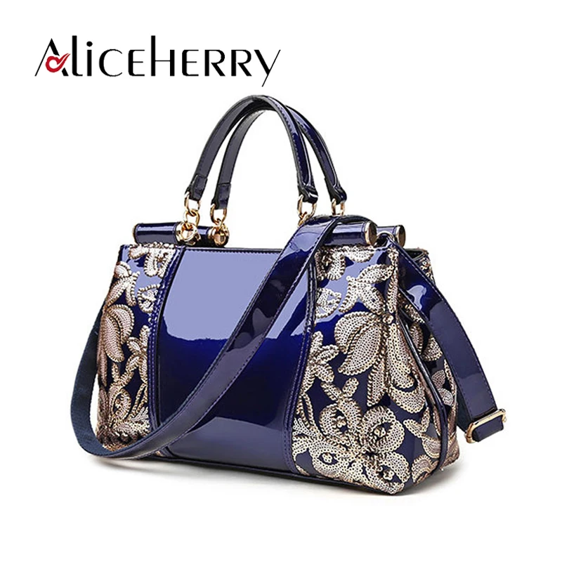 

Luxury Embroidery Patent Leather Women Messenger Bags Famous Brand Fashion Female Wedding Party Women's Genuine Leather Bag