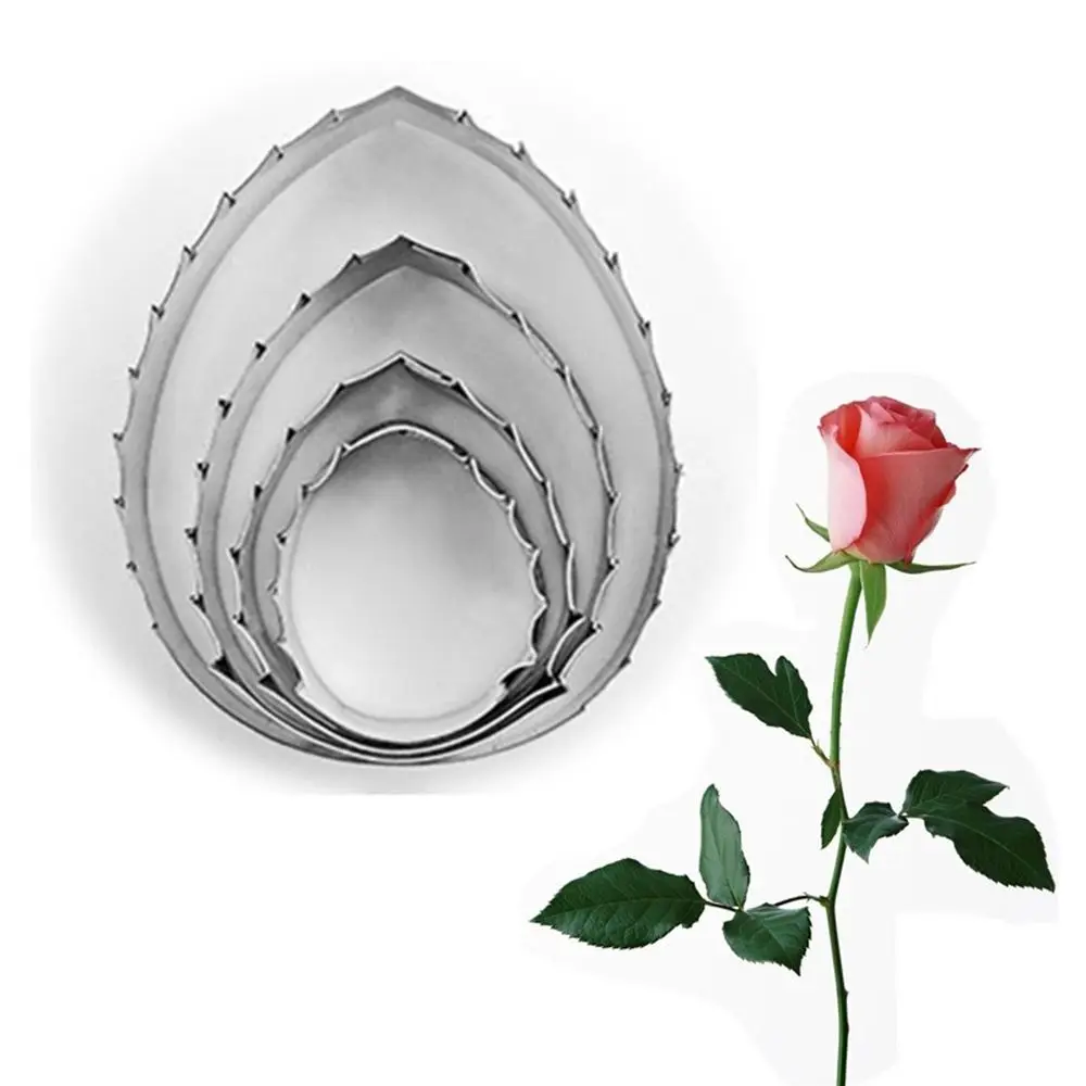 4Pcs Practical Home Kitchen Rose Leaf Shaped Cookie Cutter Fondant Tool Stainless Steel Metal Mold Cake Decorating Mould 4Pcs Practical Home Kitchen Rose Leaf Shaped Cookie Cutter Fondant Tool Stainless Steel Metal Mold Cake Decorating Mould